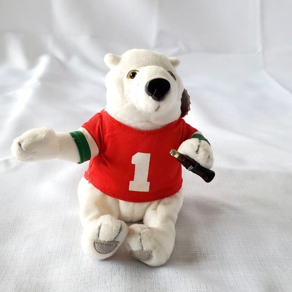 Coca Cola Toys Cocacola Polar Bear Bean Bag Plush In Jersey Shirt Stuffed Toy New With Tags